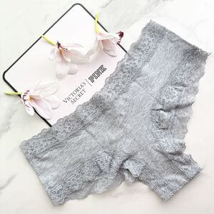 NWT VICTORIA'S SECRET THE LACIE LACE-WAIST COTTON SMOOTH CHEEKY PANTY IN HEATHER